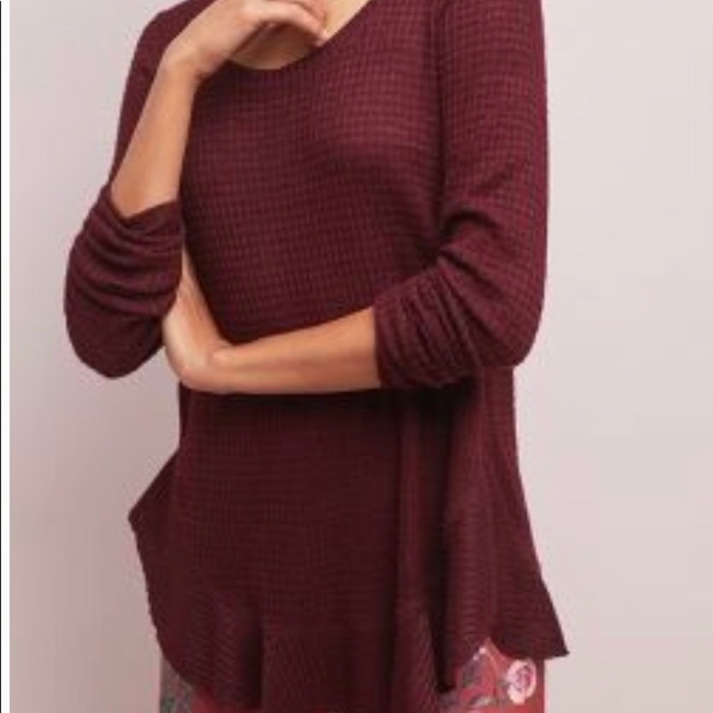 Anthropologie Waffle Top